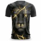 Camisa Masculina Leão Raio Dourado Camiseta Estampada Casual Tecido Leve