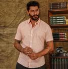 Camisa masculina linho rosa mansfield