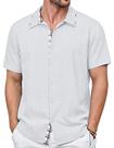 Camisa masculina MAGNIVIT com botões, manga curta, branca, tipo linho, S Camisa masculina MAGNIVIT com botões, manga curta, branca, tipo linho, S