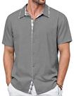 Camisa masculina MAGNIVIT com botões, manga curta, tipo linho, cinza, GG