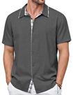 Camisa masculina MAGNIVIT de manga curta com botões, cinza escuro, 2GG Camisa masculina MAGNIVIT de manga curta com botões, cinza escuro, 2GG