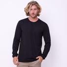Camisa Masculina Manga Longa Gola Careca Tecido em Malha PV Preto