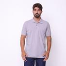 Camisa Masculina Modelo Gola Polo Tecido de Piquet Cinza Claro