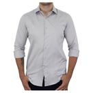 Camisa Masculina Navaratti ML Slim Fit Cetim Cinza - CNVLC47