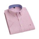 Camisa Masculina Oxford 100% Algodão - Manga Curta, Xadrez Listrado, Oversized Camisa Masculina Oxford 100% Algodão - Manga Curta, Xadrez Listrado, Oversized