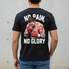 Camisa Masculina Preta Treino No Pain No Glory Camiseta Básica Artes Marciais Esporte Boxe Profissional Blusa Preta Esportes Presente Homens
