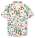 Camisa masculina SANGTREE, havaiana, manga curta, floral, 5-6Y, bege