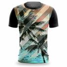 Camisa Masculina Slim Casual Tradicional Gola Redonda Estampada 3D Macia
