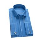 Camisa Masculina Slim Fit Com Punho Francês, Mangas Longas, Botões Ocultos, Cor Sólida, Alta