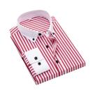 Camisa Masculina Slim Fit De Manga Longa Com Listras E Patchwork Para Negócios E Moda