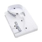 Camisa Masculina Slim Fit Estampada De Manga Longa Primavera Verão Sem Necessidade De Passar Casual
