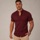 Camisa Masculina Slim Gola Padre Manga Curta Luxo Camisa Masculina Slim Gola Padre Manga Curta Luxo