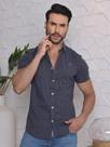 Camisa Masculina Slim Micro Xadrez Manga Curta Conquest