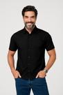 Camisa Masculina Slim Spandex Manga Curta Preto Caw Camisa Masculina Slim Spandex Manga Curta Preto Caw