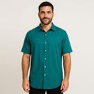 Camisa Masculina Social Manga Curta Viscose Azul Petróleo Unissex Camisa Masculina Social Manga Curta Viscose Azul Petróleo Unissex