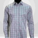 Camisa Masculina Social Manga Longa Xadrez Flame Cinza