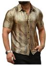 Camisa masculina WDIRARA dos anos 70 com padrão de crocodilo de discoteca em couro PU