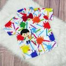 Camisa Menino Infantil Linha Premium Aquarela RF02 + Gravata