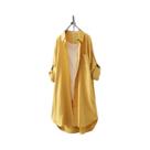 Camisa Midi Branca Solta Feminina - Moda Coreana - Respirável e Confortável