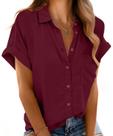 Camisa Mintreus, branca, com botões, manga curta, blusa feminina