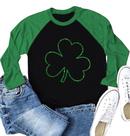 Camisa Ovazly St. Patrick's Day para mulheres de manga comprida raglan Camisa Ovazly St. Patrick's Day para mulheres de manga comprida raglan