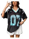 Camisa oversized feminina de jersey com gola V para futebol RoseSeek