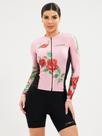Camisa Para Ciclismo Manga Longa Feminina Flowers Rosa Savancini (3309)