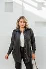 Camisa Parka material sintético Preto plus size