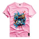 Camisa Personalizada Algodão Controle Game Colorido Splash Top Camiseta Básica Referencia Dia a Dia