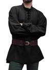 Camisa pirata medieval masculina Runcati preta com cadarço e manga comprida