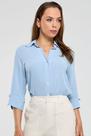 Camisa PKS Em Viscose Com Linho Azul