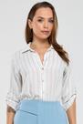 Camisa PKS Em Viscose Com Linho Listrada Azul