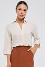 Camisa PKS Em Viscose Com Linho Off White