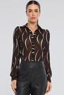 Camisa PKS Tule Manga Longa Estampa Stripe P&B