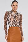 Camisa PKS Tule Manga Longa Estampada Animal Print