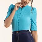 Camisa plano azul crepe laura rosa