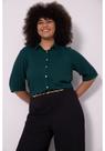 Camisa Plus Size Alongada Mangas 3.4 Com Botões Lunender 65220
