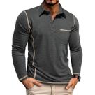 Camisa polo Aulemen Classic de manga comprida preta para homens tamanho L