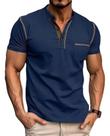 Camisa polo Breeze para homens clássica de manga curta, golfe, azul, cinza