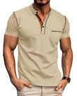 Camisa polo Breeze para homens clássica de manga curta, golfe, cáqui