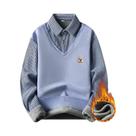Camisa Polo De Fleece Azul Marinho E Caqui Para Homens, Pullover De Outono E Inverno, Suéter Com