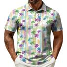 Camisa polo de golfe Cobiako com estampa havaiana com decote em V para homens