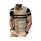 Camisa Polo De Golfe Masculina De Verão Com Manga Curta E Padrão Listrado, Estilo Casual De Negócios Camisa Polo De Golfe Masculina De Verão Com Manga Curta E Padrão Listrado, Estilo Casual De Negócios