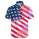Camisa polo de golfe QUALISM USA com estampa de bandeira americana para homens