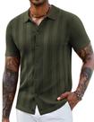 Camisa polo de malha COOFANDY vintage de manga curta para homens verde