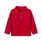 Camisa Polo De Manga Longa Em Cor Sólida Para Crianças, Casual, Para Meninos E Meninas