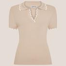 Camisa Polo Dudalina Tricot Flavia Ve26 Bege Feminino