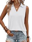 Camisa polo feminina YUCOLEN com decote em V, casual, algodão, branca, GG