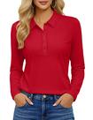 Camisa polo feminina YUCOLEN de manga comprida Golf Spring Red XL