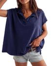 Camisa polo Haellun Oversized para mulheres de verão em algodão marinho Camisa polo Haellun Oversized para mulheres de verão em algodão marinho